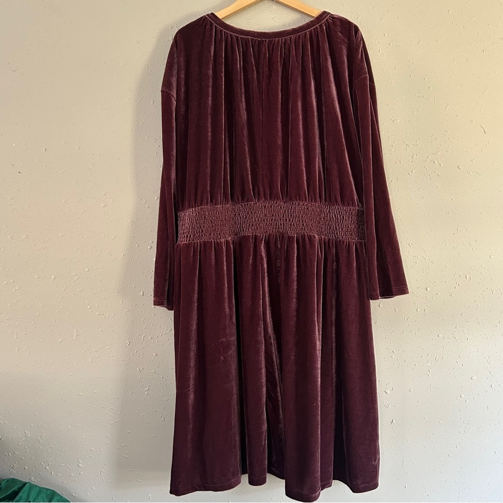 NWT Terra Sky Purple Velvet Long Sleeve Mini Dress Burgundy Fall Winter Holiday - Picture 5 of 7